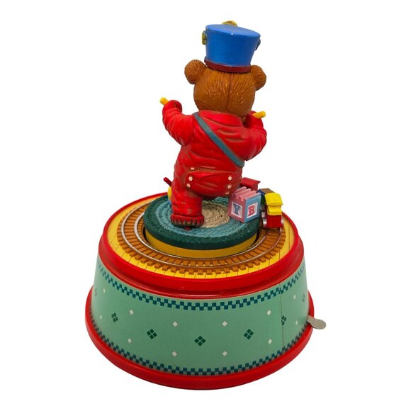 Vtg 1988 Enesco Little Drummer Bear 5.5" Small World of Music Motion Christmas - Picture 3 of 12